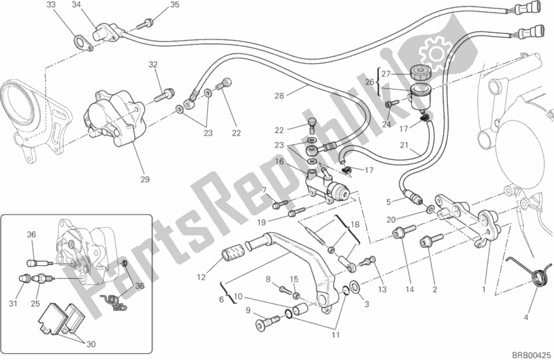 Todas as partes de Sistema De Freio Traseiro do Ducati Superbike 848 EVO 2013